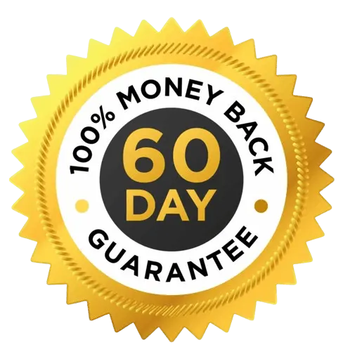 Oradentum 60-day money-back guarantee logo, ensuring risk-free purchase of the supplement.